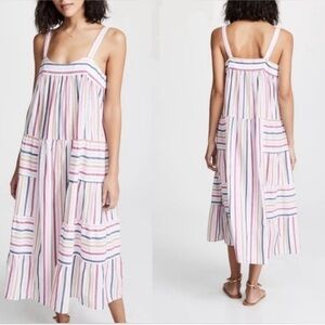 Xirena Dylan Tiered Cotton Striped Midi Sundress – Size Small